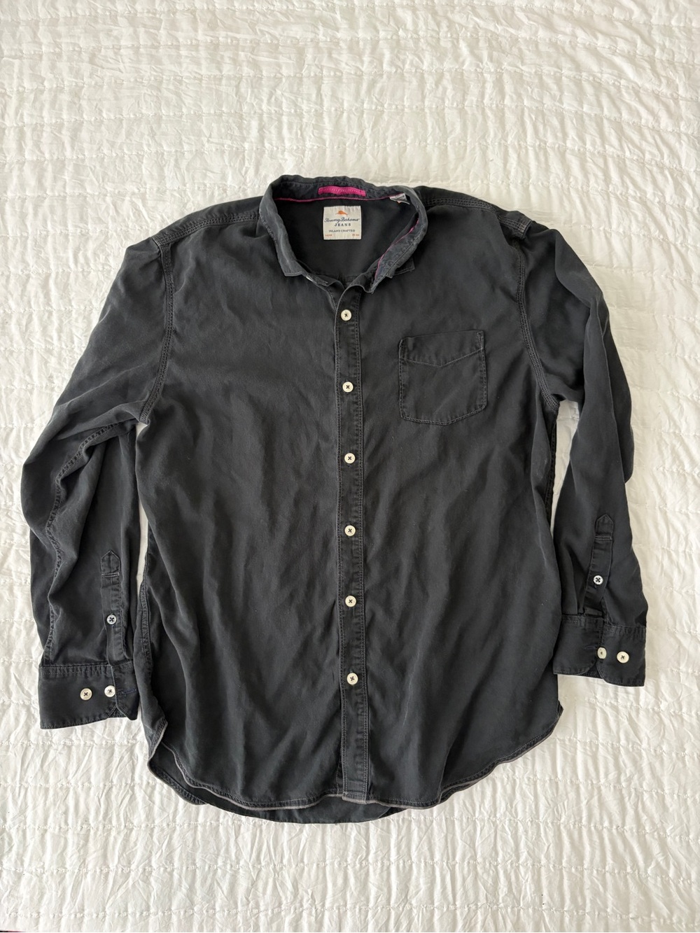 Tommy Bahama Black Casual Long-Sleeve Button-Down Shirt
